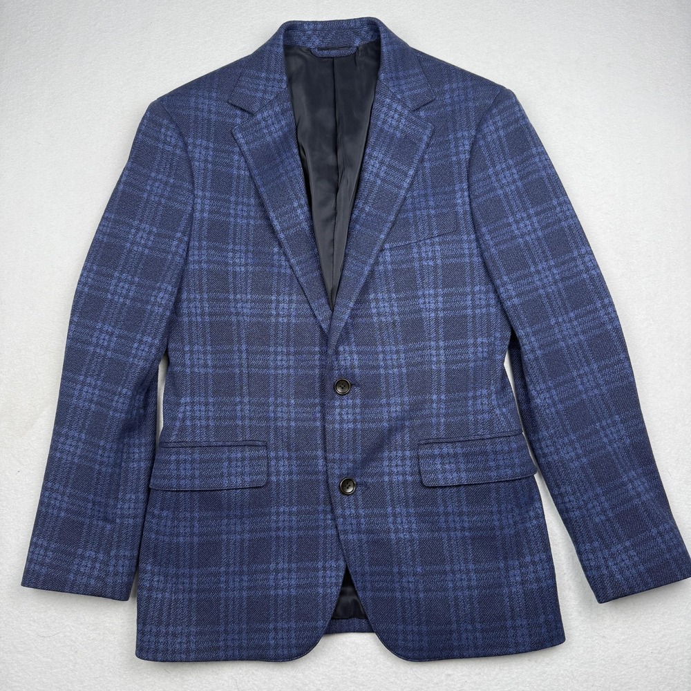 Bonobos Blazer Mens 36R Blue Plaid Athletic Fit Sport Coat Leomaster Fabric